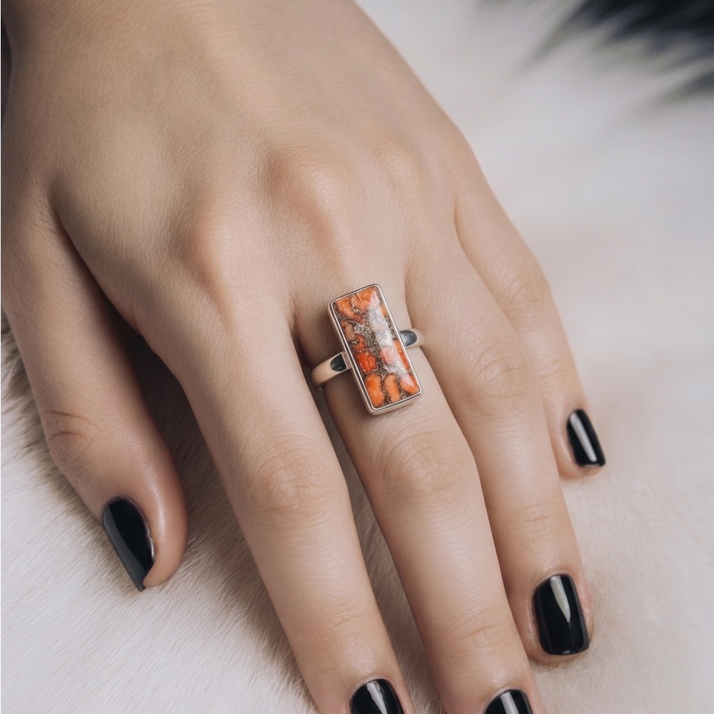 Red Copper Turquoise Ring - Picture 2 of 10